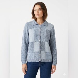 Northern Reflections Vintage Patchwork Knit Cardigan Size Medium Cottage